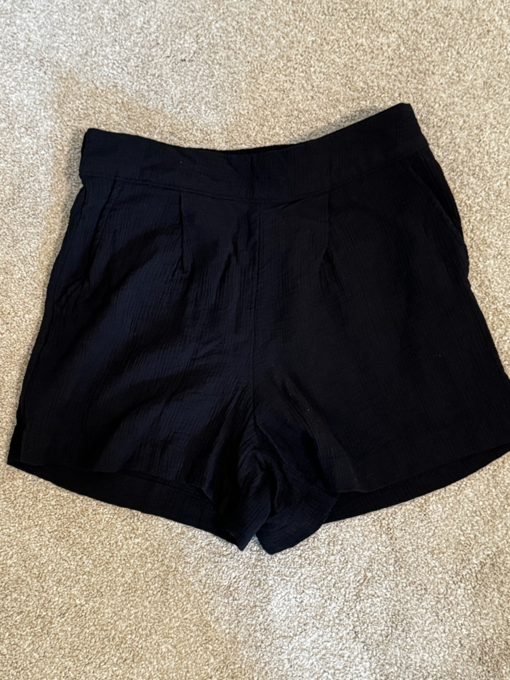a new day Black High-Waist Linen-Feel Shorts